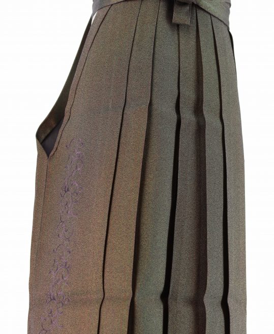 男性用袴単品レンタル(成人式・結婚式・卒業式)茶紫のラメ地・唐草刺繡[身長170cm]No.121